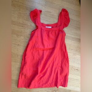 Loft Linen sundress with ruffle sleeves and pockets